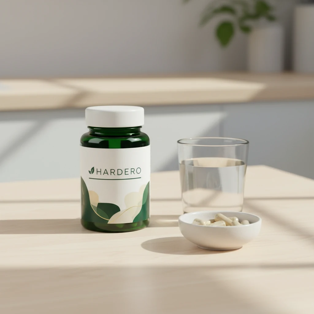 Hardero bottle label detail - botanical supplement for pelvic circulation support NZ